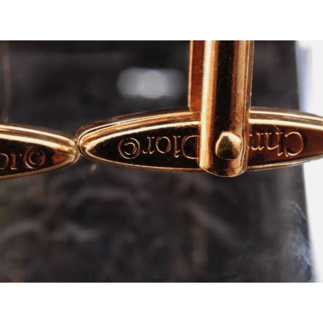 Vintage Christian Dior Gold Plate & Onyx Cufflinks "Circa 1980" In Bochic Case For Sale - Image 18 of 18
