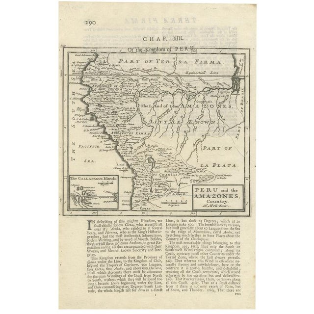 Antique Map of Peru and the Amazon by Herman Moll with Galapagos, 1709 For Sale - Image 9 of 9