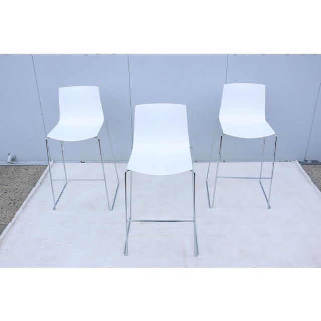 Contemporary Italian Lievore Altherr Molina for Arper Stackable Catifa Bar Stools, Set of 3 For Sale - Image 3 of 18