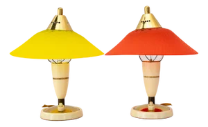 Red and Yellow Acrylic Glass Table Lamps by Rupert Nikoll, Vienna, Austria, 1960s, Set of 2
