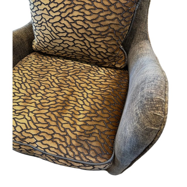 Early 21st Century Modern Wingback Chair Upholstered With Luxurious Velvet Fabric For Sale - Image 5 of 7