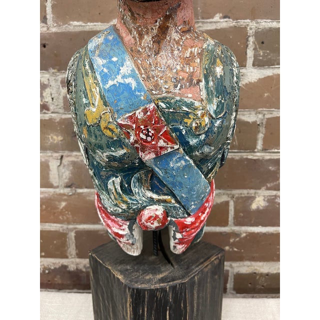 Late 20th Century Vintage Carved Polychrome Ship's Figurehead Bust - HMS Ajax For Sale - Image 5 of 6