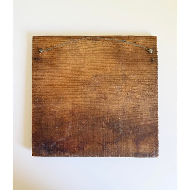 Wood Folk Art Landscape, Mixed Media on Board, Early 20th C For Sale - Image 7 of 7