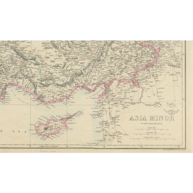 Antique Map of Asia Minor Turkey by Edward Weller, 1863 For Sale - Image 3 of 9