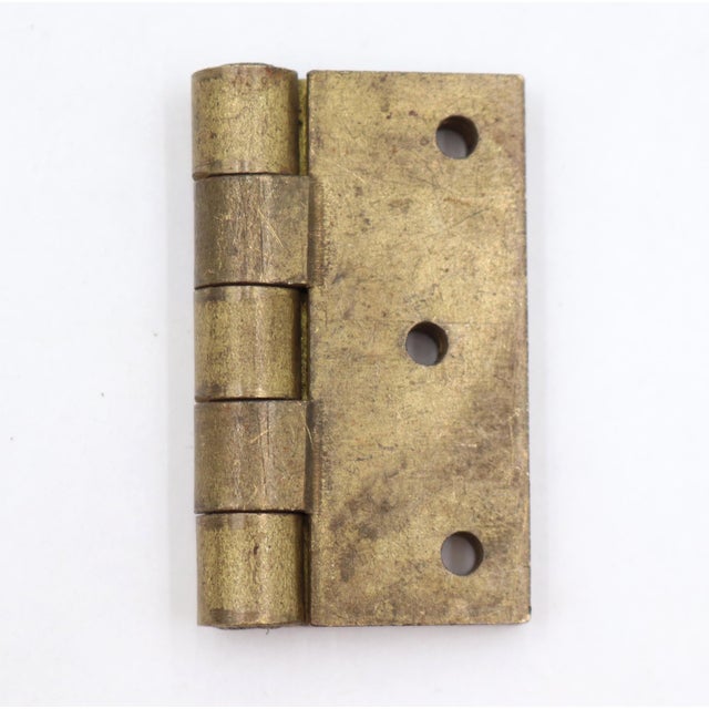 Vintage 2 X 2 In. Brushed Brass Cabinet Hinge For Sale - Image 4 of 4