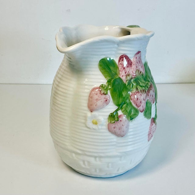 Ceramic 1980s Vintage Italian Hollywood Regency Arts & Crafts Strawberry Pitcher For Sale - Image 7 of 13