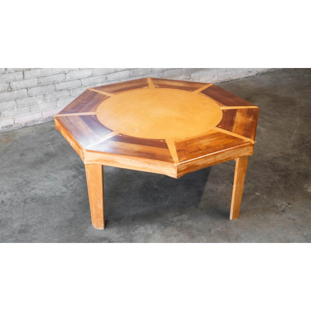 Mid 20th Century Vintage Sculptural Wooden Octagon Coffee Table For Sale - Image 10 of 18