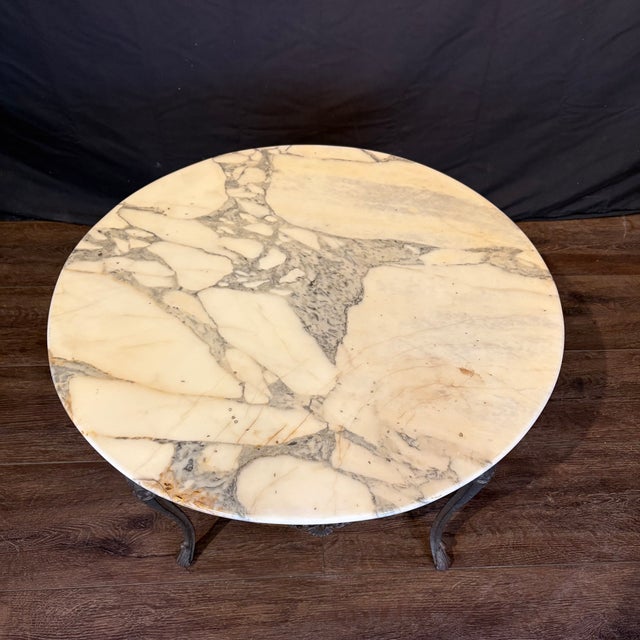 Cream French Marble Top Coffee Table With Ormolu Mounted Apron and Cabriole Legs For Sale - Image 8 of 8