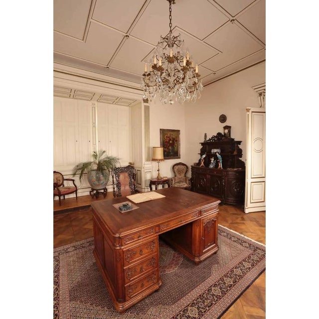 Brown Large Partner Liège Desk in Oak For Sale - Image 8 of 9