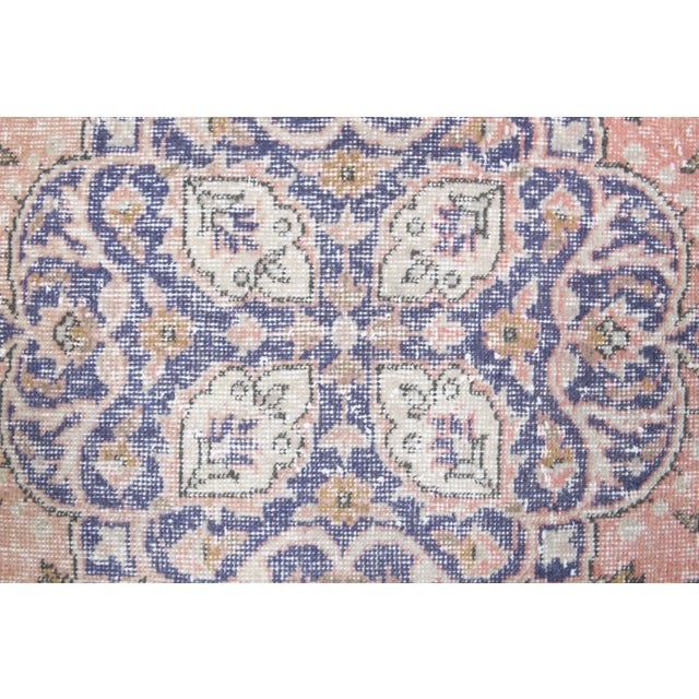 1970s Turkish Oushak Handmade Wool Cotton Pink Area Rug For Sale - Image 4 of 10
