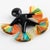 Black Lucite Carved Samba Dancer Figurine Brooch with Colorful Raffia For Sale In Atlanta - Image 6 of 9