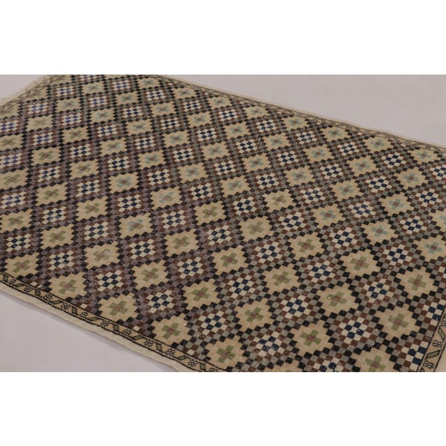 Traditional Vintage Distressed Rug With Diamond Mosaic and Geometric Borders - Rug & Kilim For Sale - Image 3 of 10