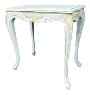 Louis XV Style Carved White & Gold Painted Side Table