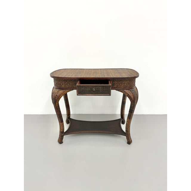 Vintage Woven Rattan Writing Desk For Sale In West Palm - Image 6 of 7