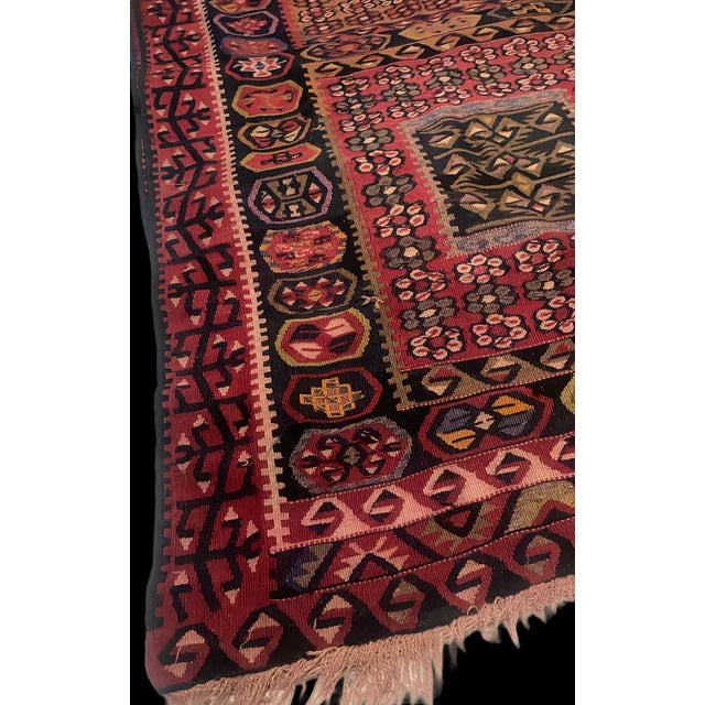 Antique Anatolian Handwoven Wool Kilim Runner – Natural Vegetable Dyes – Circa 1950s For Sale - Image 4 of 4