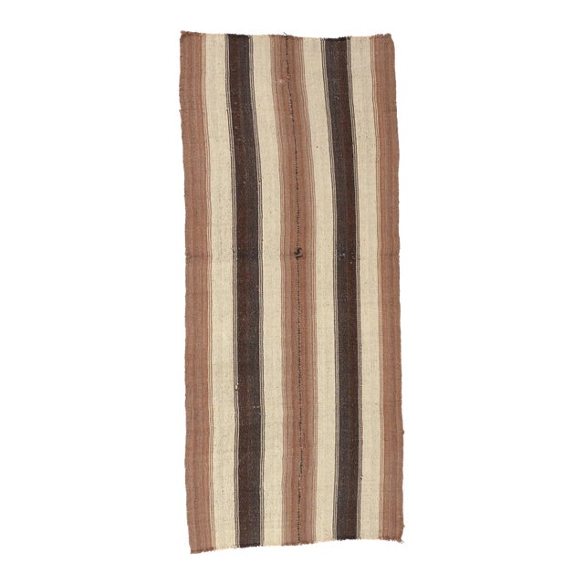 Vintage Striped Turkish Kilim Rug - 3`2″ X 8`10″ For Sale