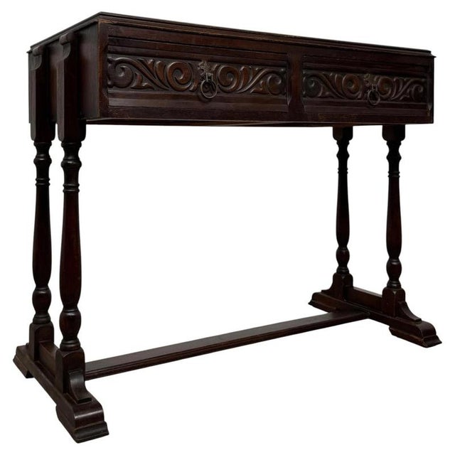 Antique Carved Oak Occasional Side Table For Sale - Image 11 of 11
