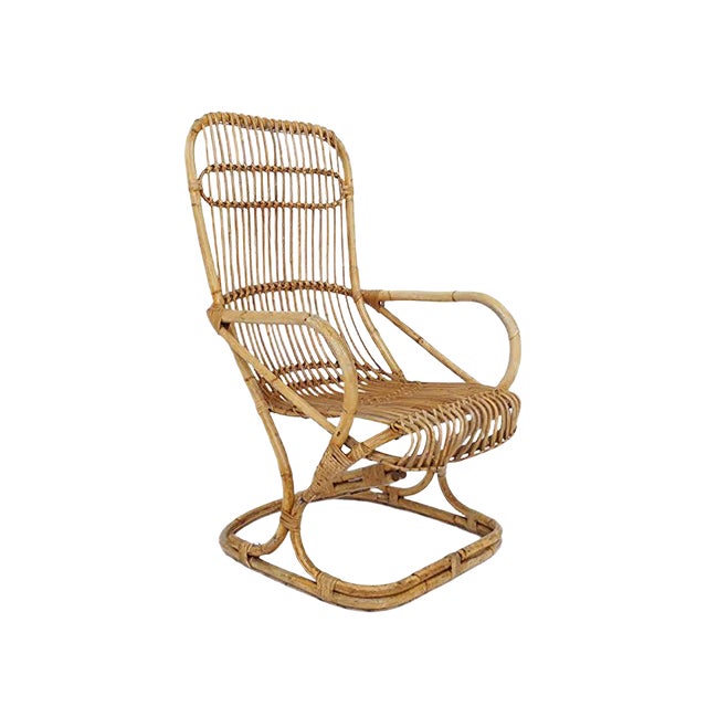 Italian Bamboo Lounge Chair by Tito Agnoli, 1960s For Sale