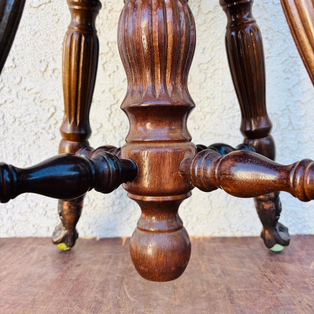 Antique Oak Swivel Piano Stool With Glass Ball Claw Feet, Circa 1900 For Sale - Image 12 of 18