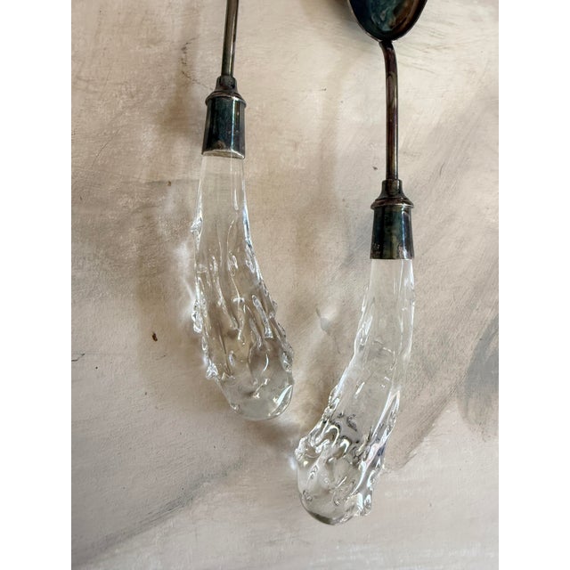 Vintage Silver Plate Serving Set With Art Lucite Handles Salad Servers For Sale - Image 10 of 12