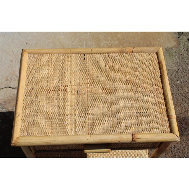 Vintage Italian Bamboo Bedside Tables with Drawer and Shelf, 1950, Set of 2 For Sale - Image 6 of 18