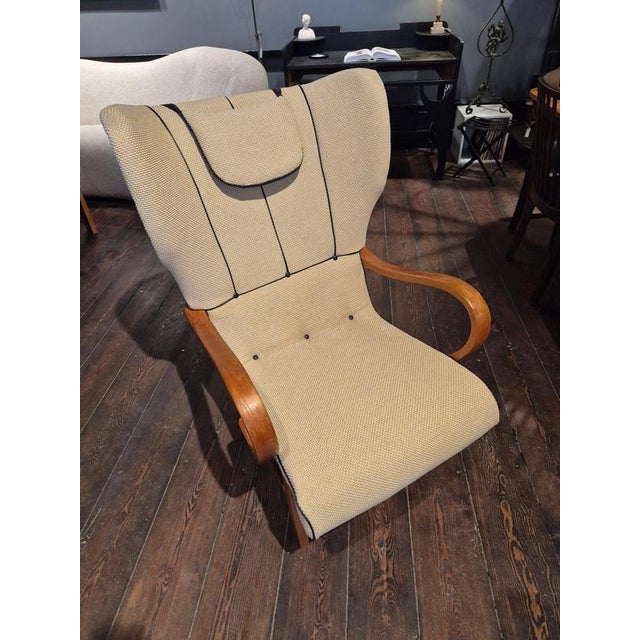 Swedish Modern Wingback Chair with Leather Details, 1940s For Sale - Image 6 of 14
