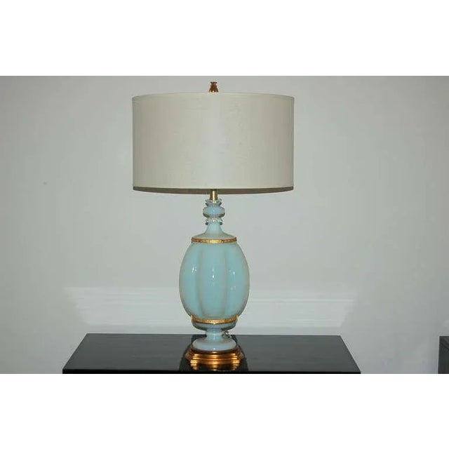 Mid-Century Modern 1960s Asian Marbro Murano White Opaline Glass Lamps - Pair For Sale - Image 3 of 11