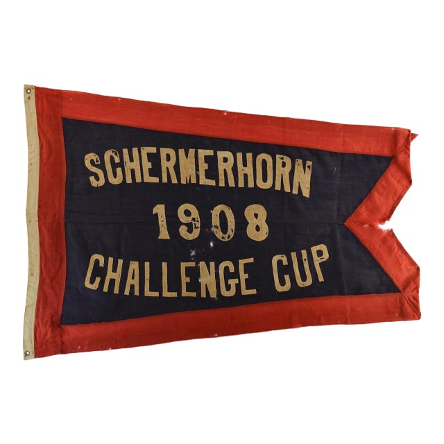 Antique Yacht Club Flag "Schermerhorn" Ny 1908 Big, Hand Sewn Wool For Sale