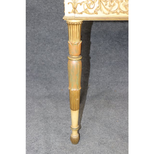 Vintage French Louis XVI Style Parcel Gilt Marble Top Console Table For Sale - Image 12 of 13