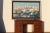 Very attractive monumental art of a Greek island to guess Mediterranean art Nicely framed. Blue cream rust terra-cotta...