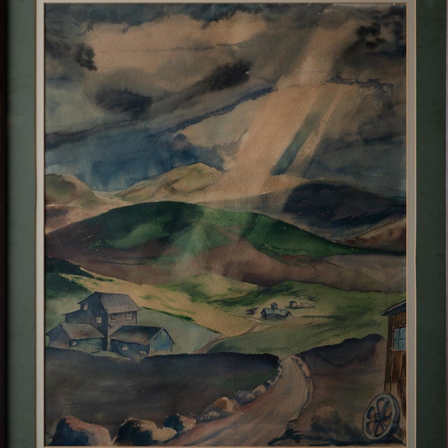 Modern Icelandic Countryside, Watercolor by Thomas B. Gay C. 1943 For Sale - Image 3 of 5