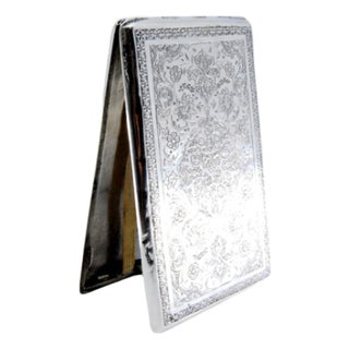 Silver Cigarette Case with Engraved Floral Motifs For Sale