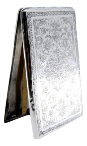 Silver Cigarette Case with Engraved Floral Motifs
