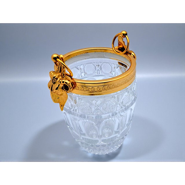 Crystal and Brass Ice Bucket with Aries Decoration, 1970s For Sale - Image 6 of 9