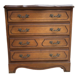 1960s Dixie Four Drawer Dresser With Leather Inset Top For Sale