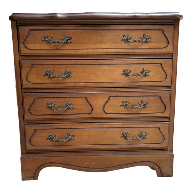 1960s Dixie Four Drawer Dresser With Leather Inset Top For Sale
