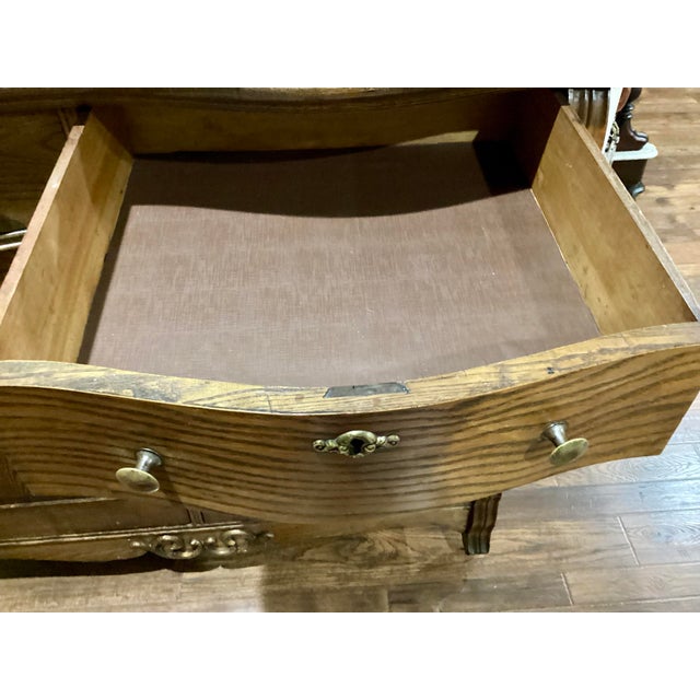 Antique Solid Oak 1800's Sideboard Buffet Cupboard Fancy Carving All Original For Sale - Image 4 of 11