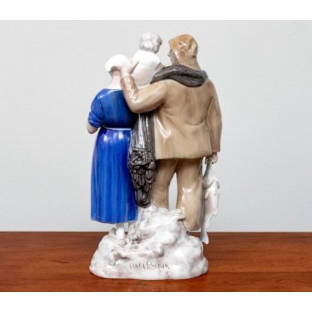 Mid 20th Century Vintage Bing & Grøndahl Fisher Family Porcelain Sculpture by Axel Locher For Sale - Image 5 of 7