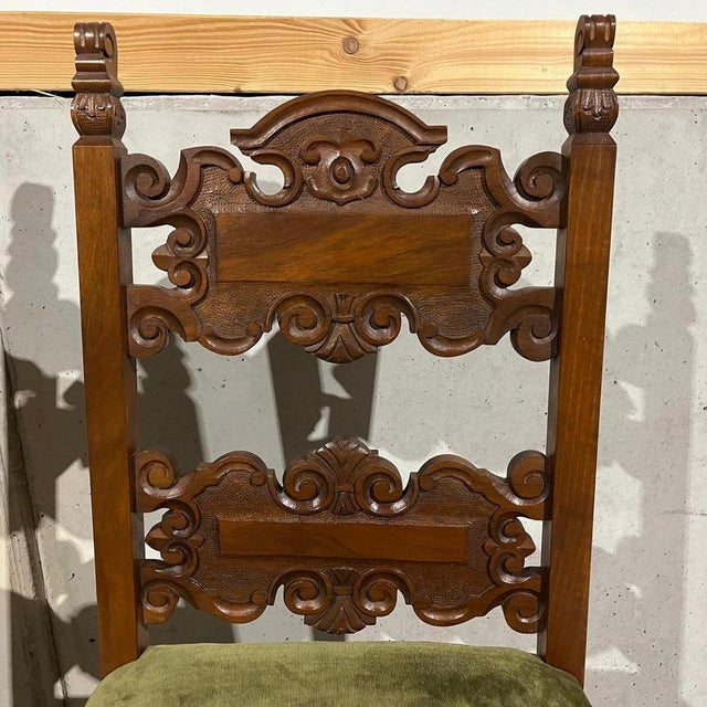 Brown Set of Renaissance Walnut Chairs, 1900s For Sale - Image 8 of 14