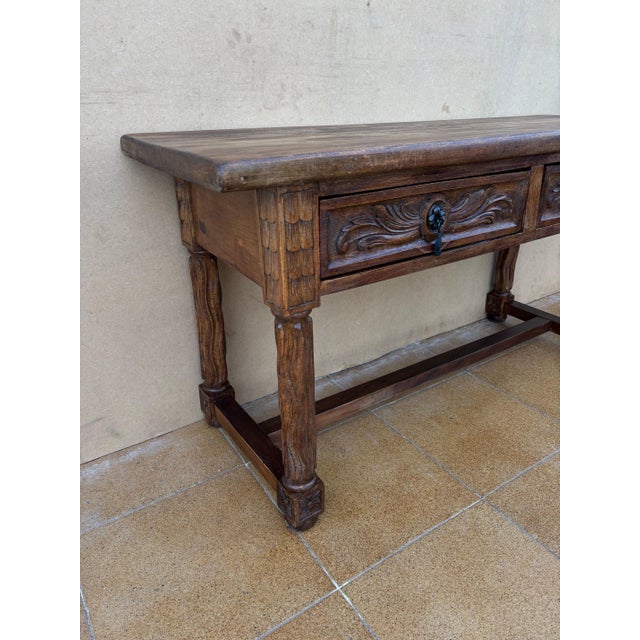 Spanish Walnut Low Table With Carved Drawers, Circa 1930 For Sale - Image 4 of 9