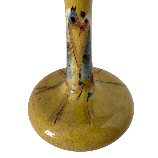 1960s Signed Polia Pillin California Studio Pottery Vase With Whimsical Fantasy Animal Motif 6.5" For Sale - Image 5 of 12