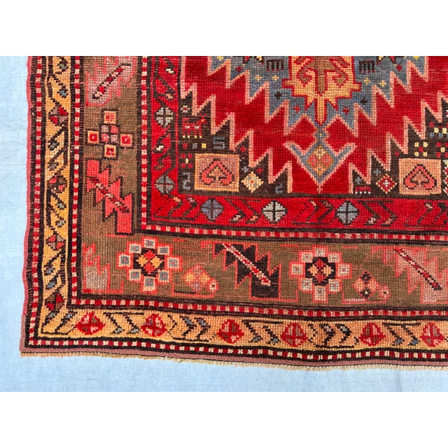 Antique Caucasian Karabagh Hand-Knotted Wool Runner - 10'3" X 3'10" For Sale - Image 4 of 15