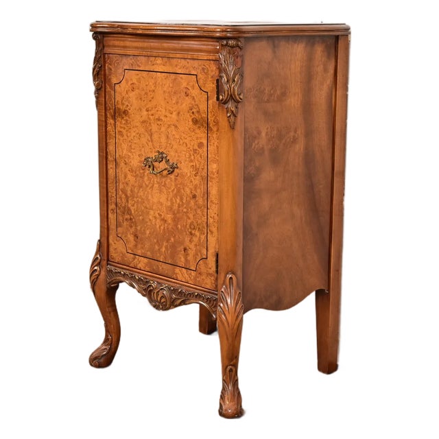 Romweber French Provincial Louis XV Burl Wood Nightstand, Circa 1920s For Sale