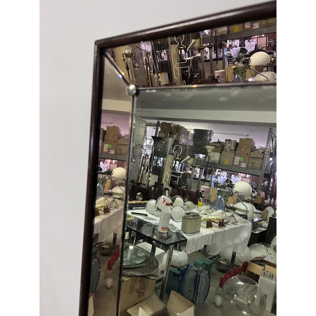 Glass Mirror with Brown Frame, 1950s, in Very Good conditions. Designed 1950 to 1959