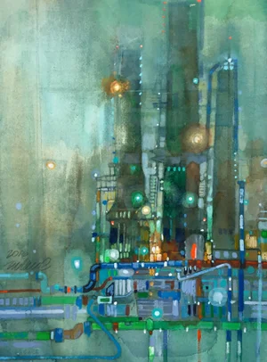Luminous Green, Original Watercolor and Acrylic on Arches Cold Press