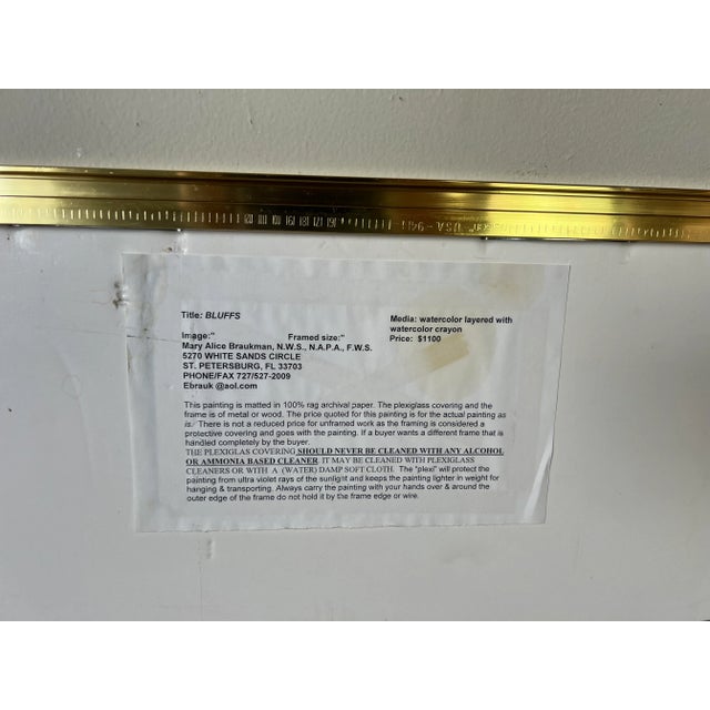 Mary Alice Braukman "Bluffs" Impressionist Watercolor Painting, Framed For Sale - Image 11 of 13