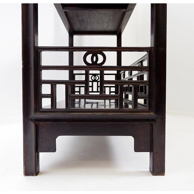 Vintage 20th Century Chinese Four-Tier Lacquered Wood Bookcase For Sale - Image 12 of 16