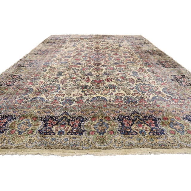 Victorian Vintage Persian Kerman Palace Rug, 11'09 X 17'08 For Sale - Image 3 of 9