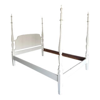 Early 20th C. Chippendale Style Mahogany Enameled Full Size Poster BedFrame For Sale