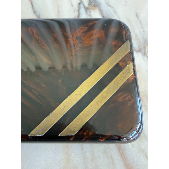 Mid-Century Tortoiseshell Acrylic Glass and Brass Centrepieces from Guzzini, Italy, 1970s, Set of 3 For Sale - Image 9 of 16
